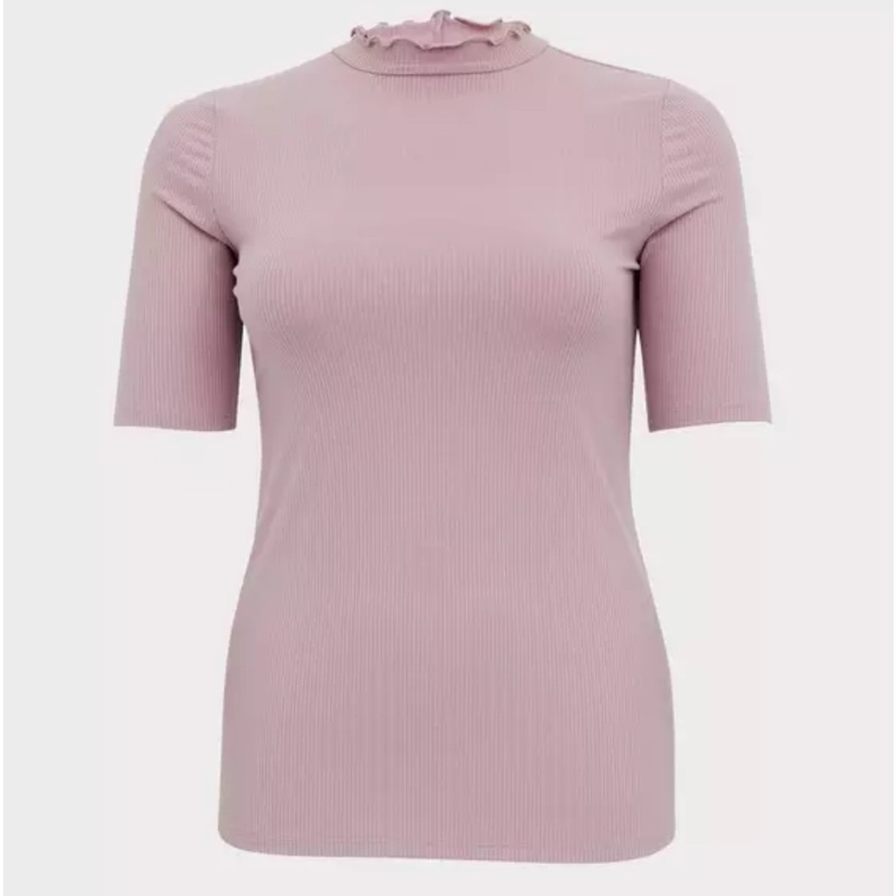 New! Torrid‎ sz 3 Mauve Shadows Ribbed Mock Neck Tee 3X